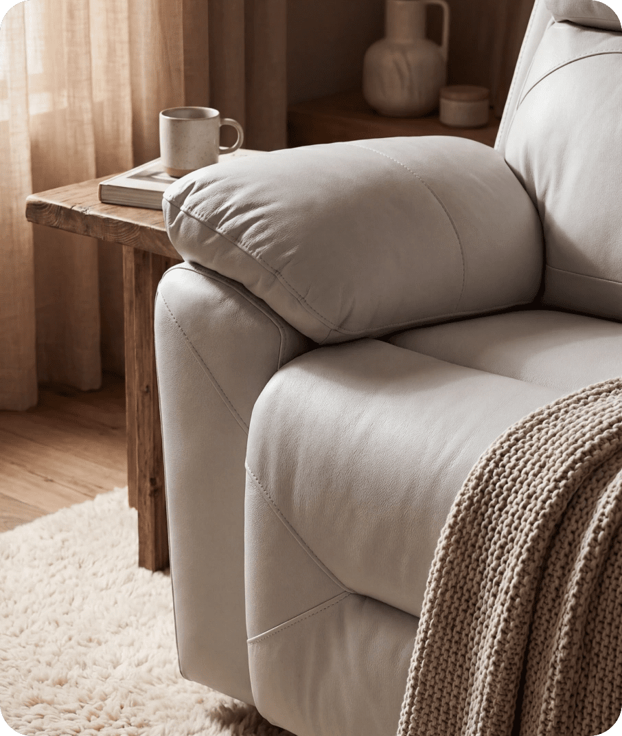 Milano Genuine Leather Light Grey Electric Power Recliner Armchair