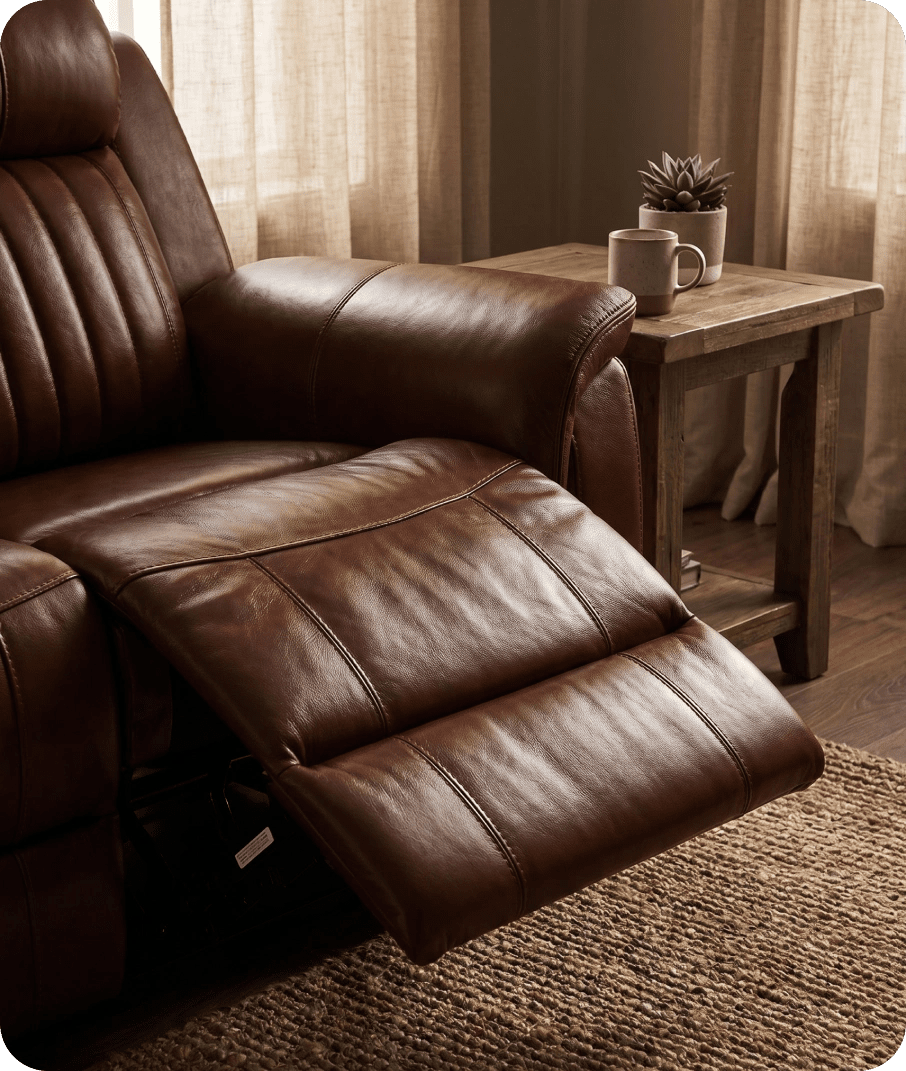 Martini Genuine Leather Tan Electric Power Recliner 3 Seater Sofa