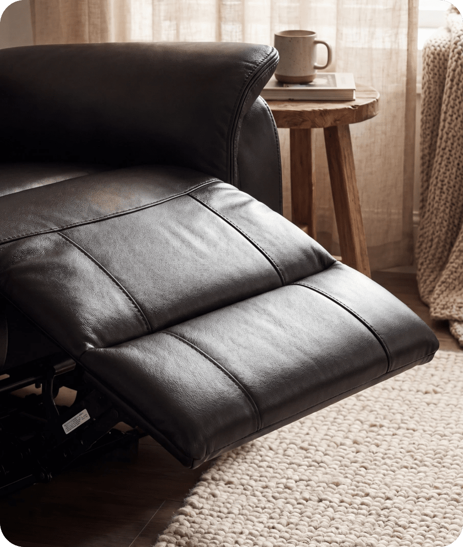 Martini Genuine Leather Black Electric Power Recliner Armchair