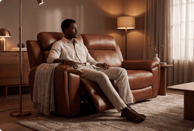 Leo Genuine Leather Tan Electric Power Recliner 2 Seater