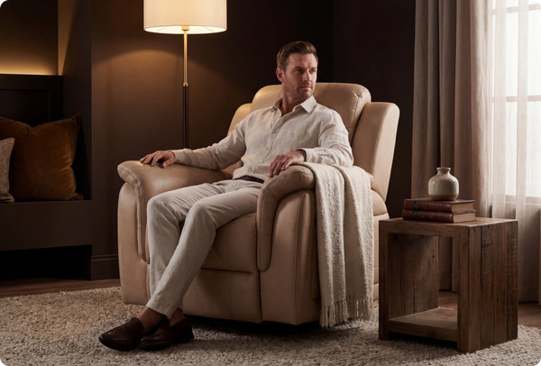 Martini Cream Leather Power Recliner Armchair