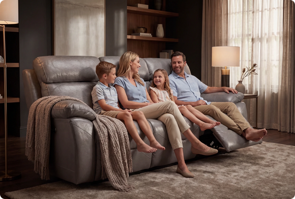 Milano Genuine Leather Light Grey Electric Power Recliner 3 Seater Sofa