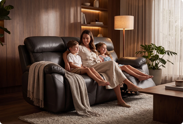 Milano Genuine Leather Grey Electric Power Recliner 3 Seater Sofa