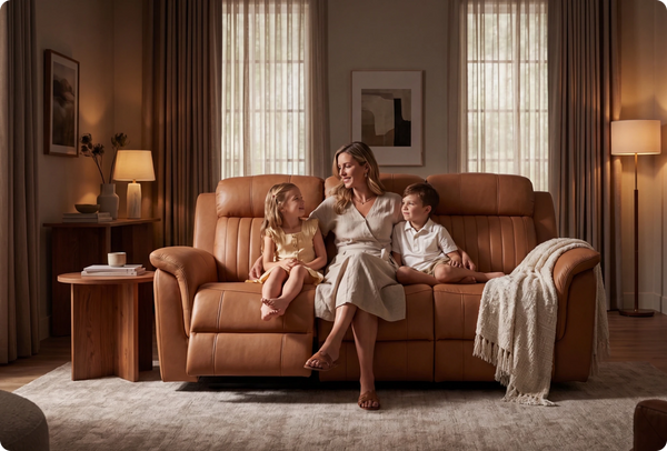Martini Genuine Leather Caramel Electric Power Recliner 3 Seater