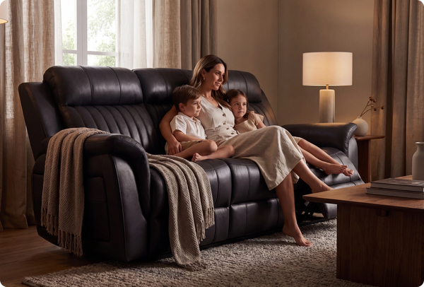 Martini Genuine Leather Black Electric Power Recliner 3 Seater Sofa