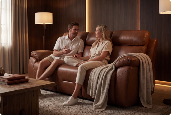 Milano Genuine Leather Tan Electric Power Recliner 3 Seater