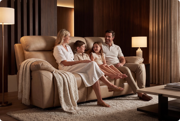 Milano Genuine Leather Cream Electric Power Recliner 3 Seater Sofa