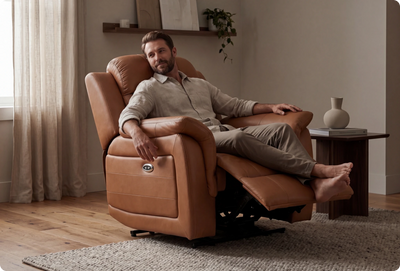 Martini Genuine Leather Caramel Electric Power Recliner Armchair