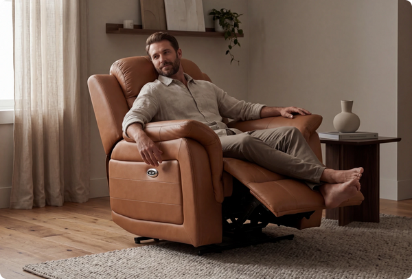 Martini Genuine Leather Caramel Electric Power Recliner Armchair