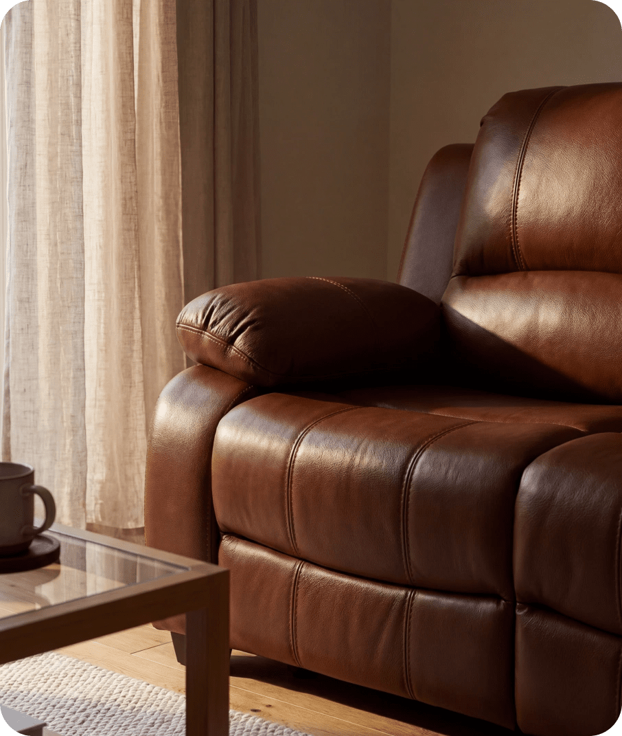 Veloura Tan Leather 3 Seater Sofa