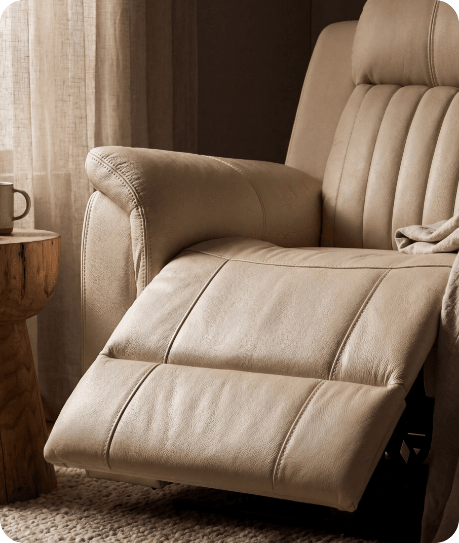 Martini Cream Leather Power Recliner Armchair