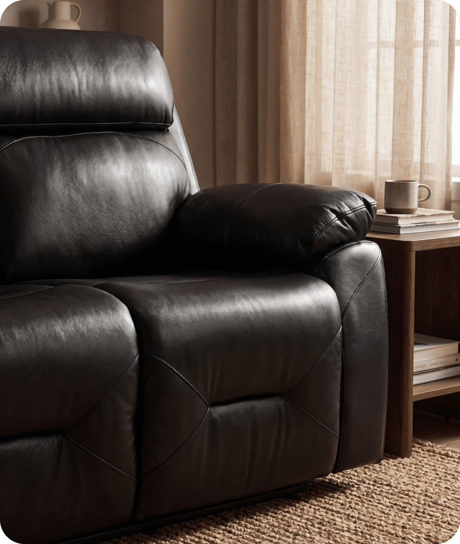 Milano Genuine Leather Black Electric Power Recliner 3 Seater Sofa