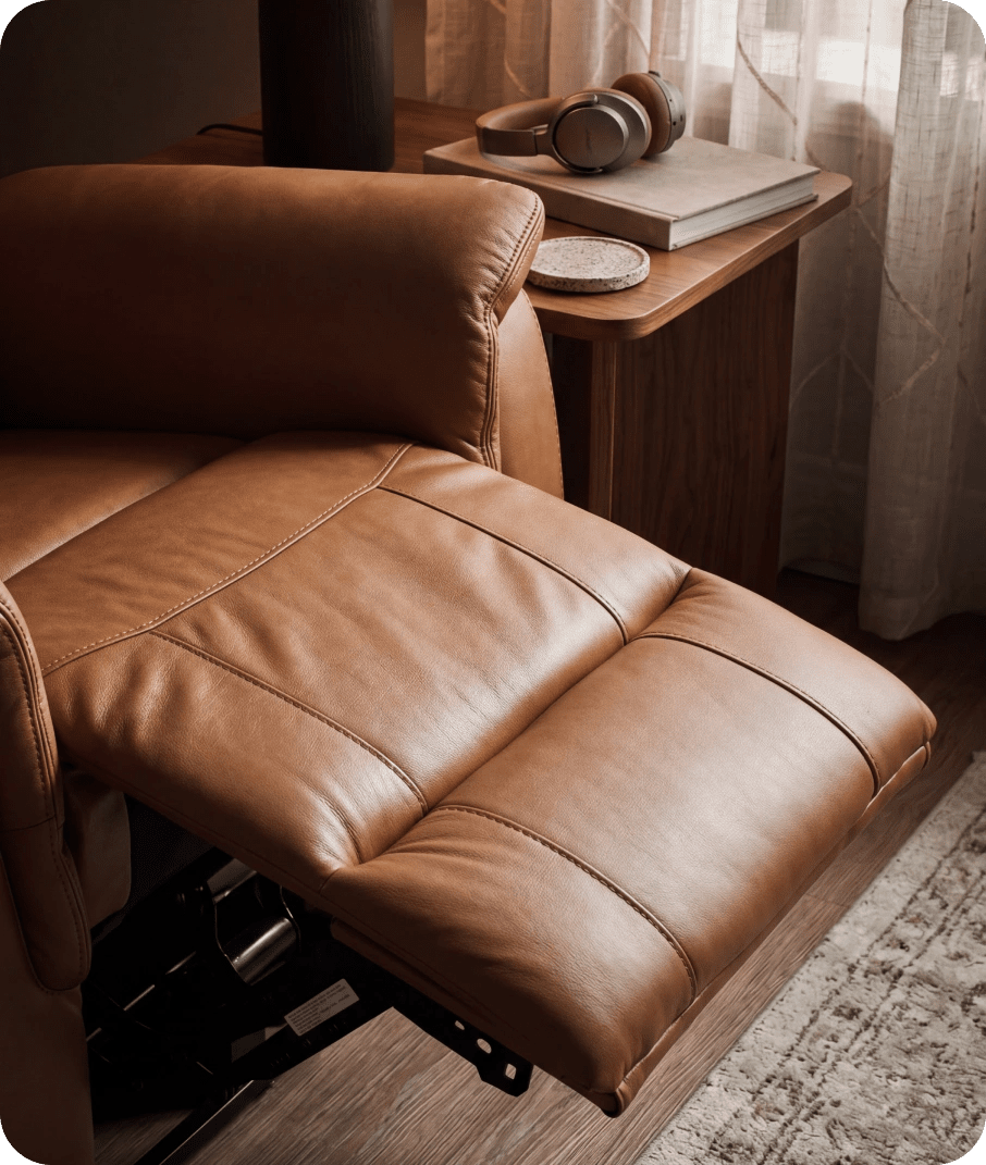 Martini Genuine Leather Caramel Electric Power Recliner Armchair
