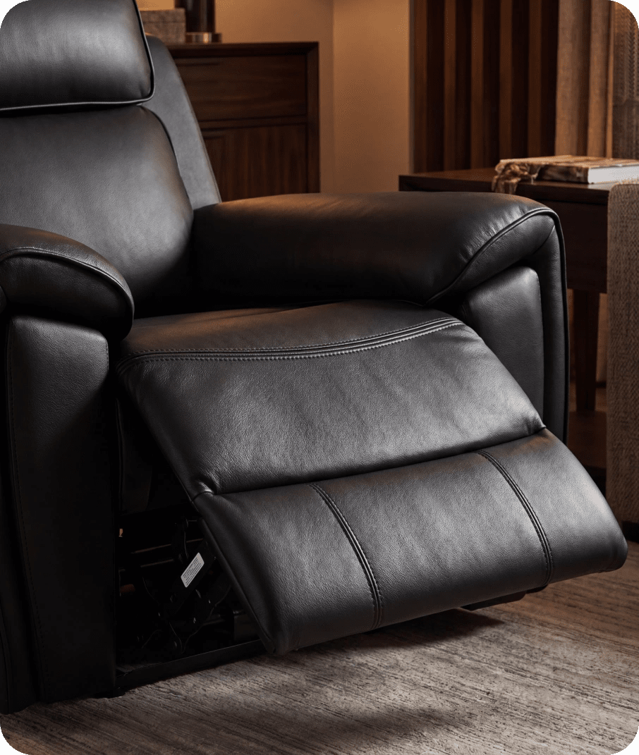 Leo Genuine Leather Black Electric Power Recliner Armchair