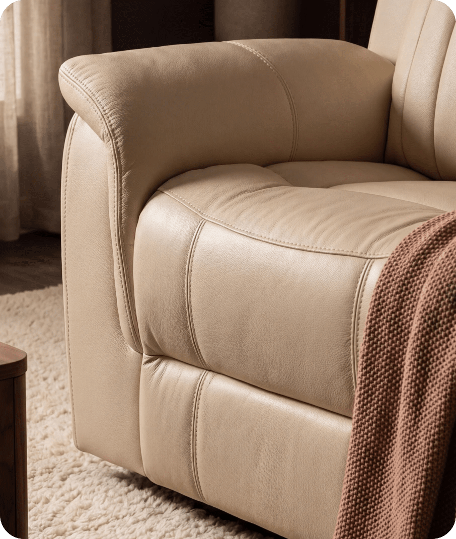 Martini Genuine Leather Cream Electric Power Recliner 3 Seater Sofa