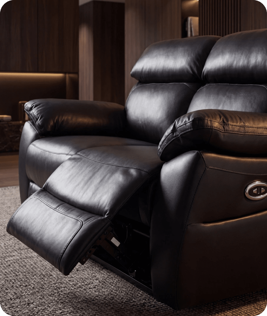 Torino Genuine Leather Black Electric Power Recliner 2 Seater