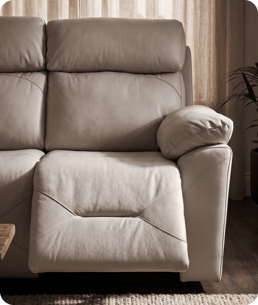 Milano Genuine Leather Light Grey Electric Power Recliner 2 Seater Sofa
