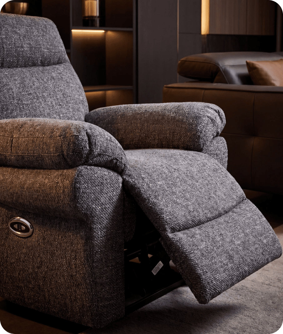 Lunaro Grey Fabric Electric Recliner Armchair