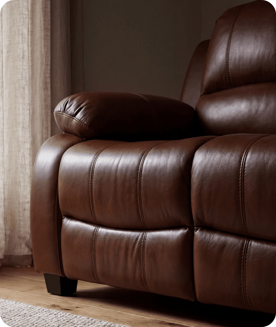 Veloura Tan Leather 3 Seater Sofa