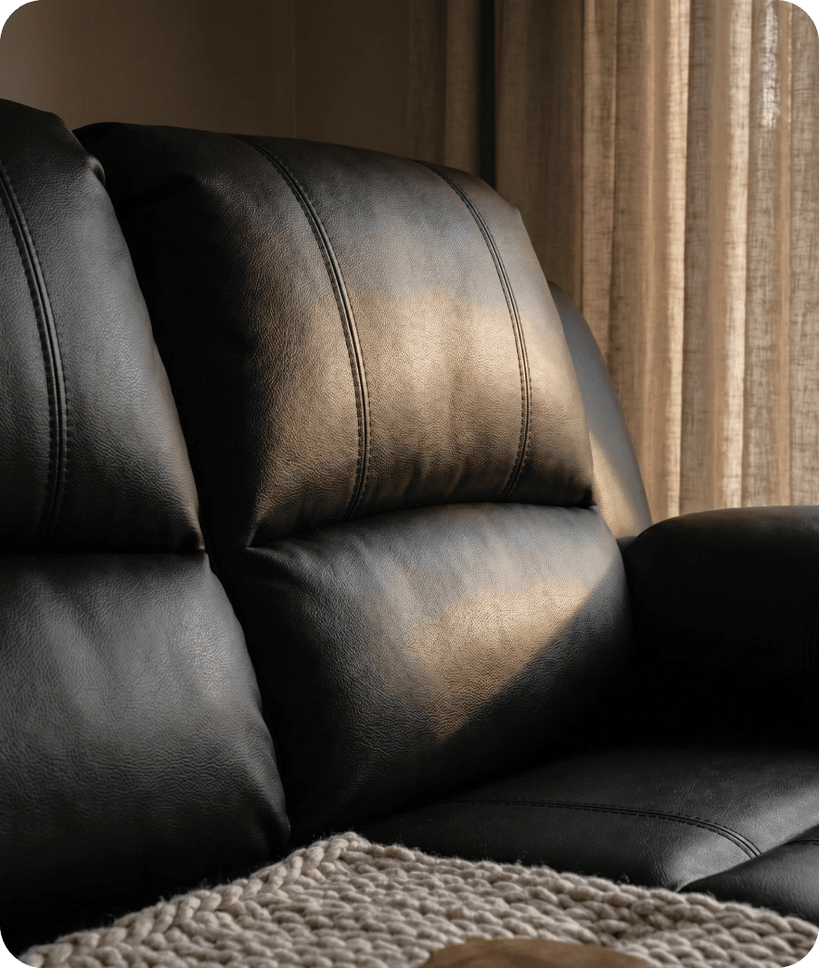 Veloura Black Leather 2 Seater Sofa