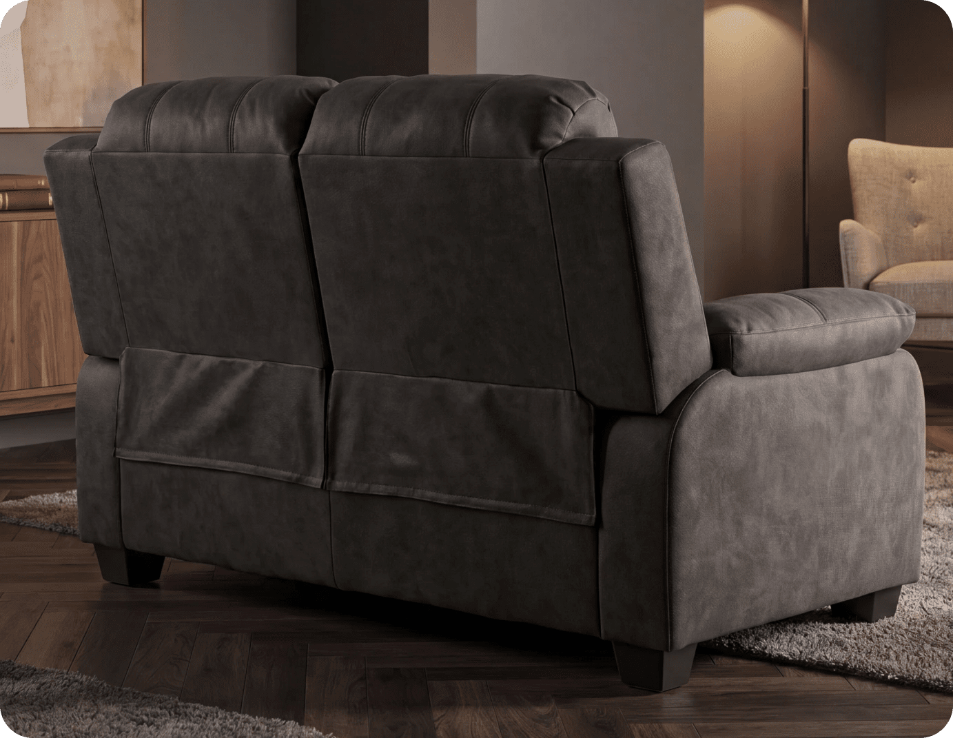 Veloura Charcoal Fabric 2 Seater Sofa