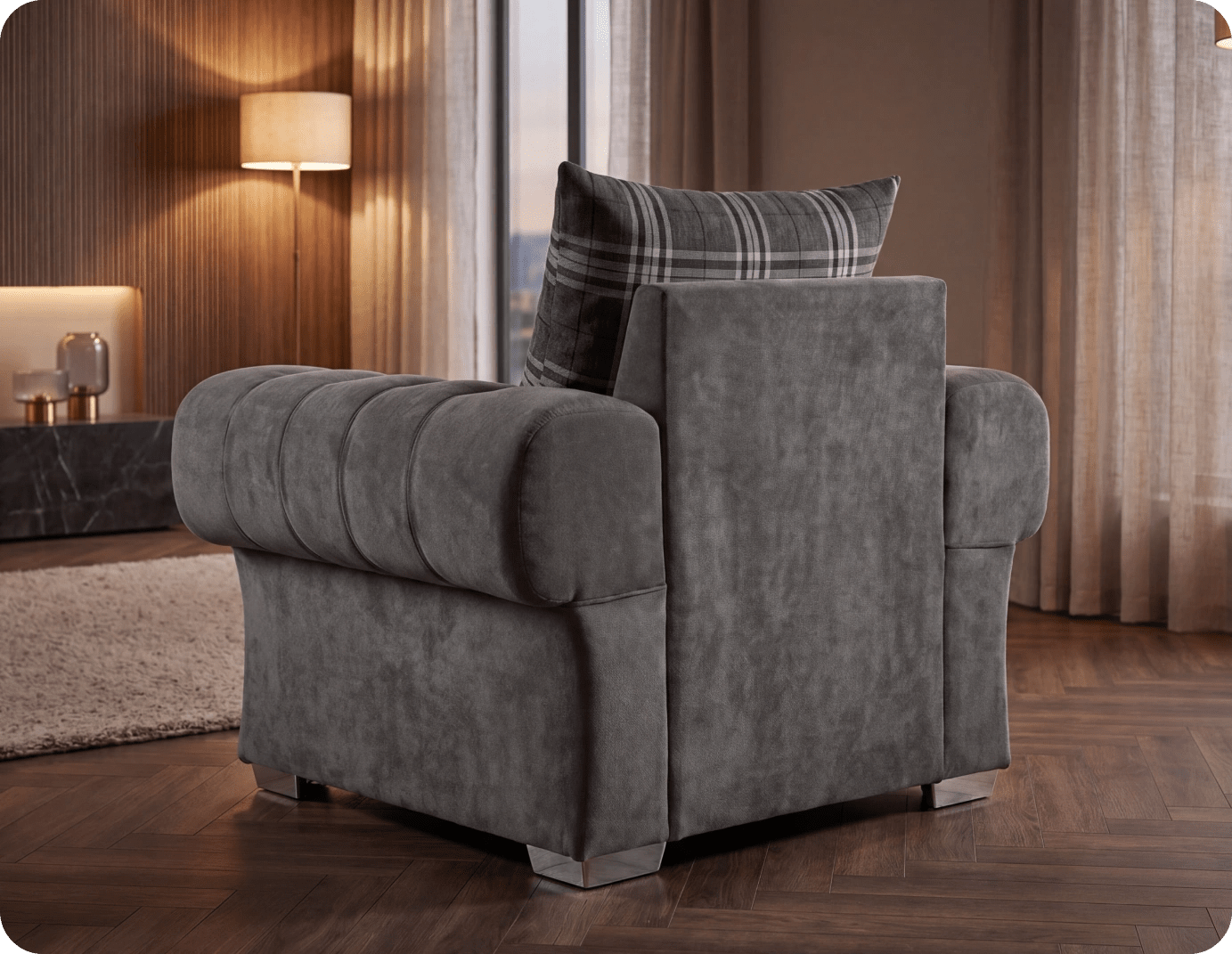 Florence Scatter Grey Fabric Armchair