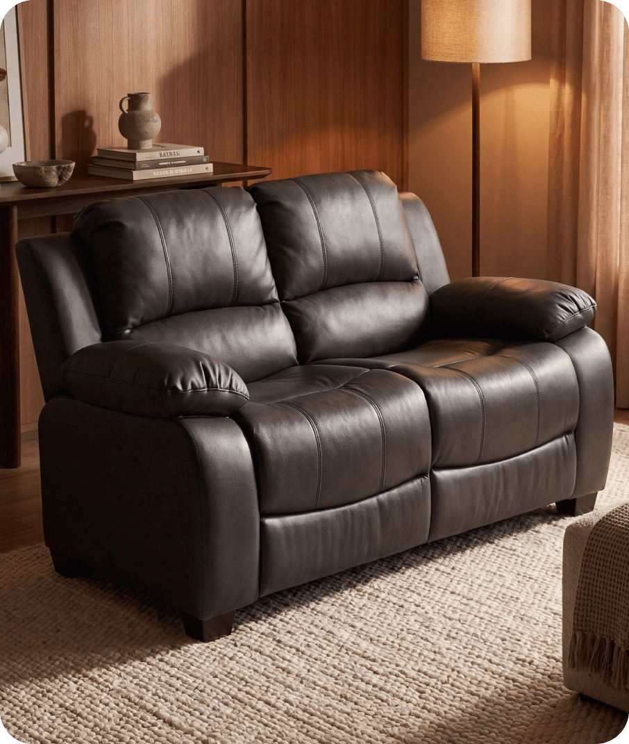 Veloura Grey Leather 2 Seater Sofa