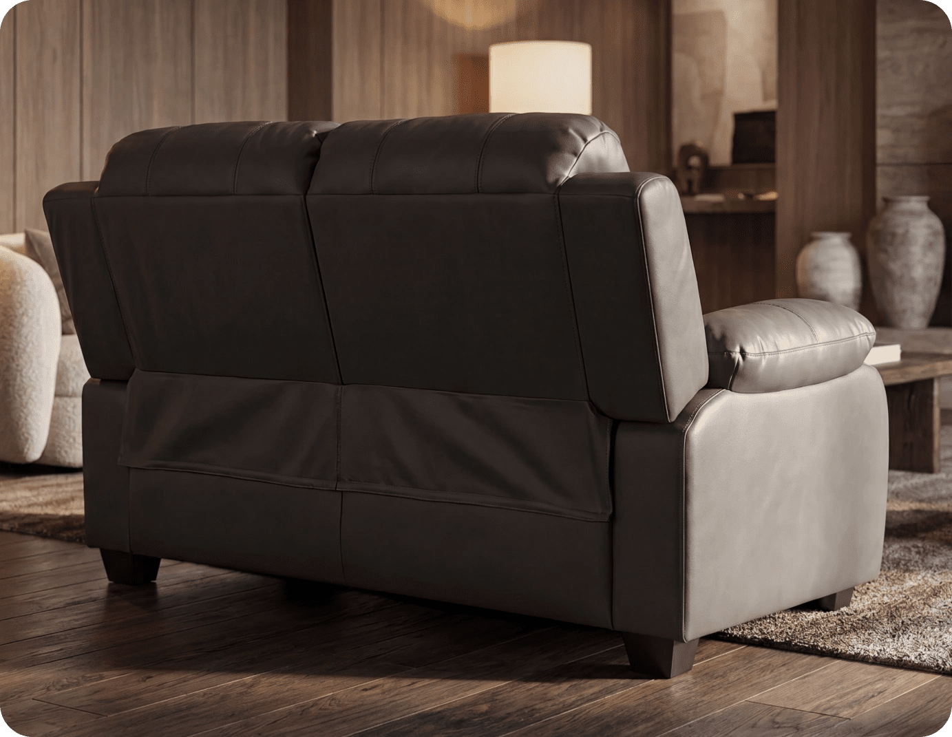 Veloura Grey Leather 2 Seater Sofa