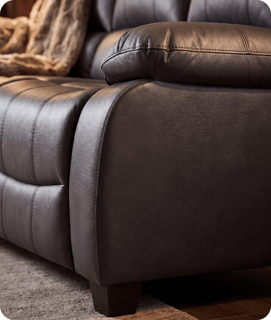 Veloura Grey Leather 3 Seater Sofa