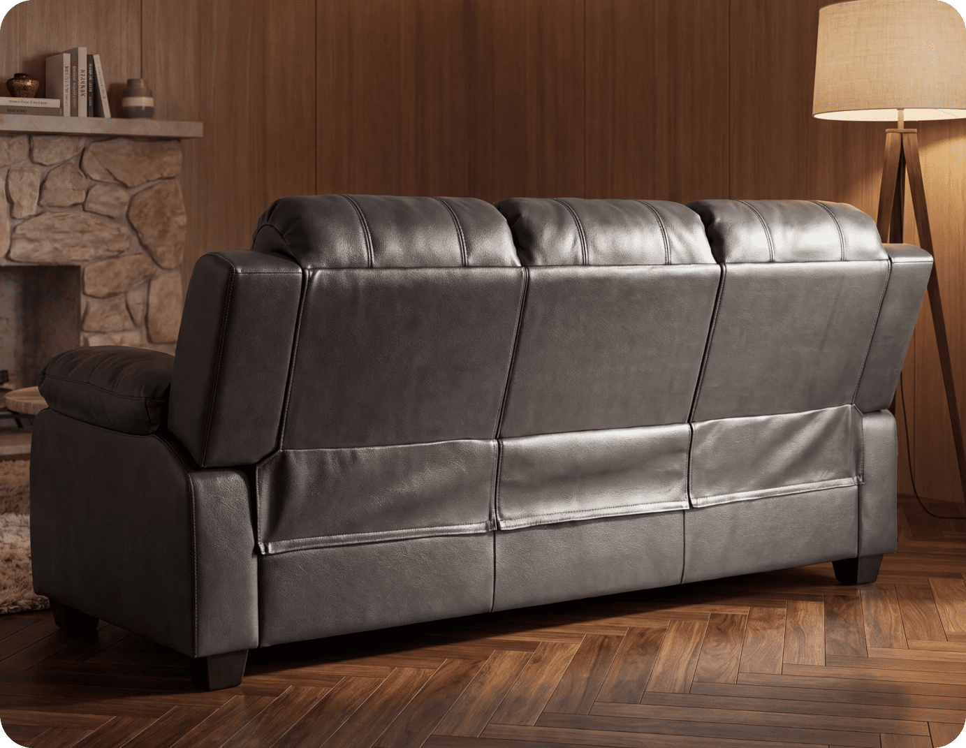 Veloura Grey Leather 3 Seater Sofa