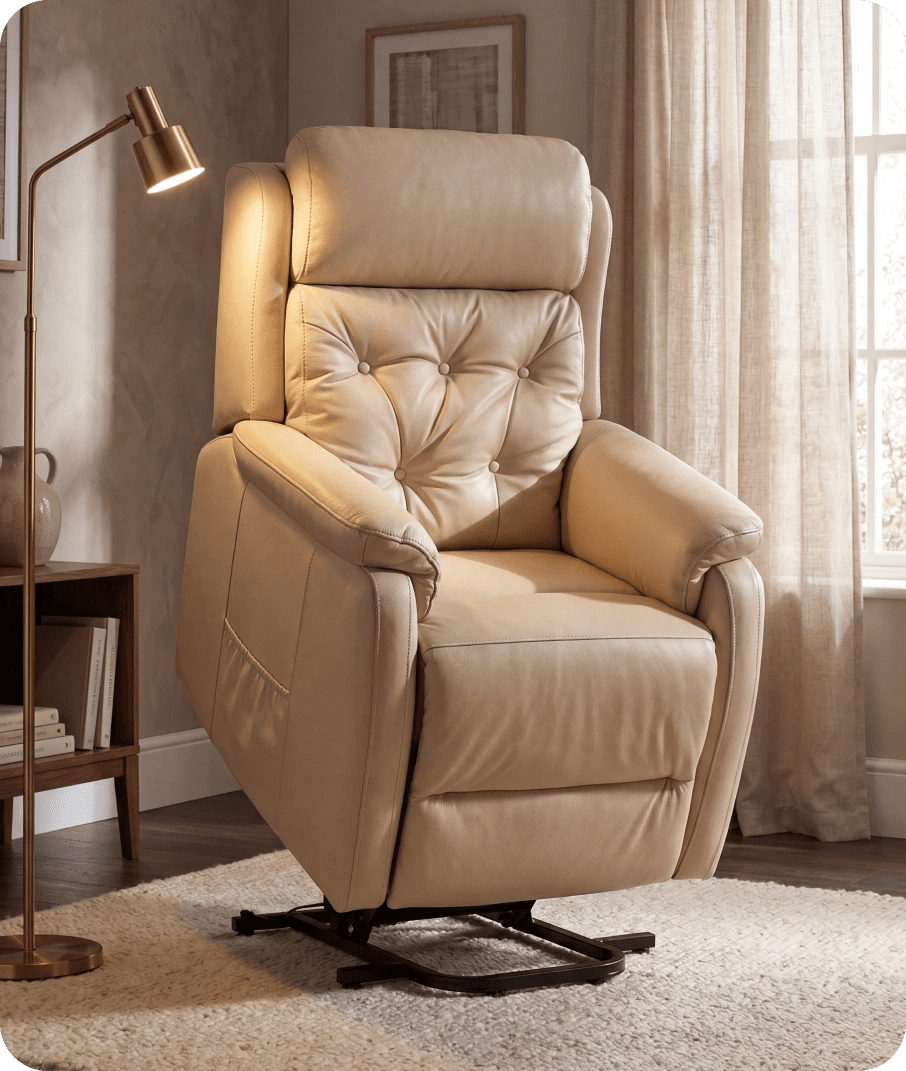 Oliver Genuine Leather Cream Rise & Recline Mobility Chair