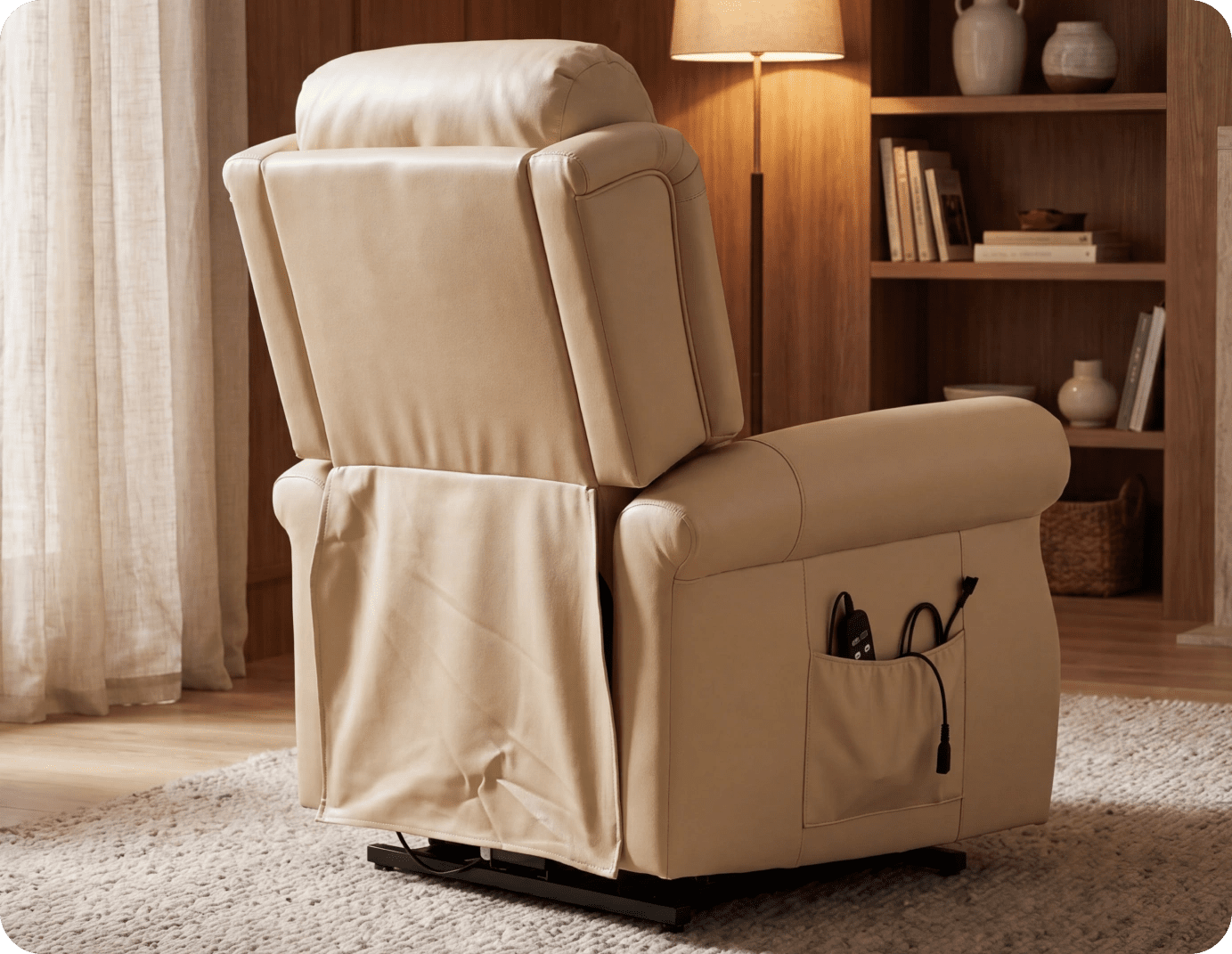 Cambridge Genuine Leather Cream Rise & Recline Mobility Chair