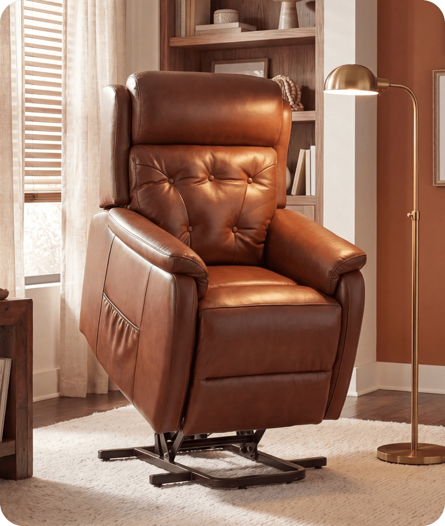 Oliver Genuine Leather Tan Rise & Recline Mobility Chair