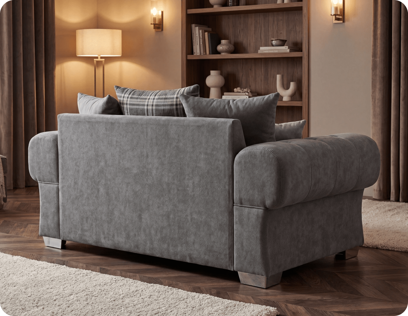 Florence Scatter Grey Fabric 2 Seater Sofa