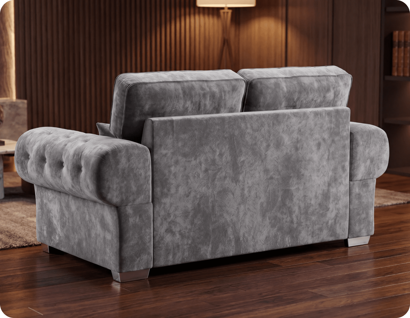 Florence High Back Grey Fabric 2 Seater Sofa