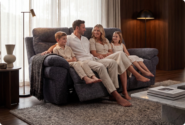 Lunaro Grey Fabric Electric Recliner 3 Seater Sofa