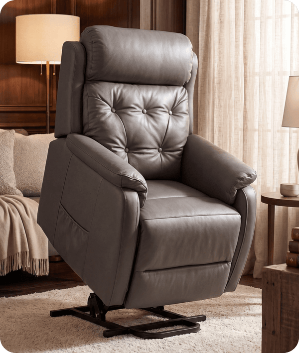 Oliver Genuine Leather Grey Rise & Recline Mobility Chair