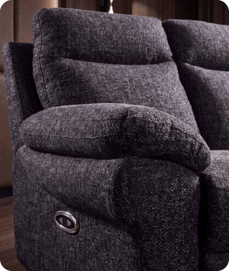 Lunaro Grey Fabric Electric Recliner 3 Seater Sofa