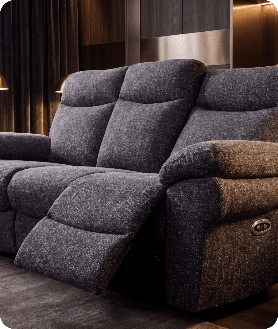 Lunaro Grey Fabric Electric Recliner 3 Seater Sofa