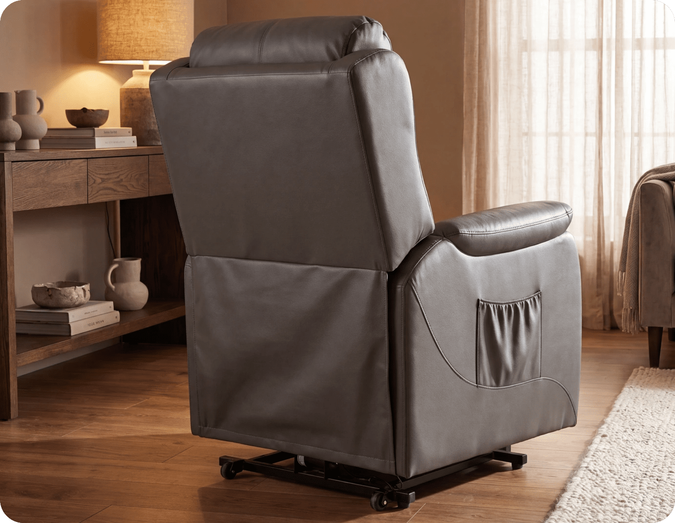 Oliver Genuine Leather Grey Rise & Recline Mobility Chair