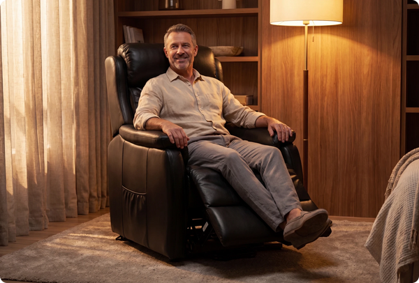Oliver Genuine Leather Black Rise & Recline Mobility Chair