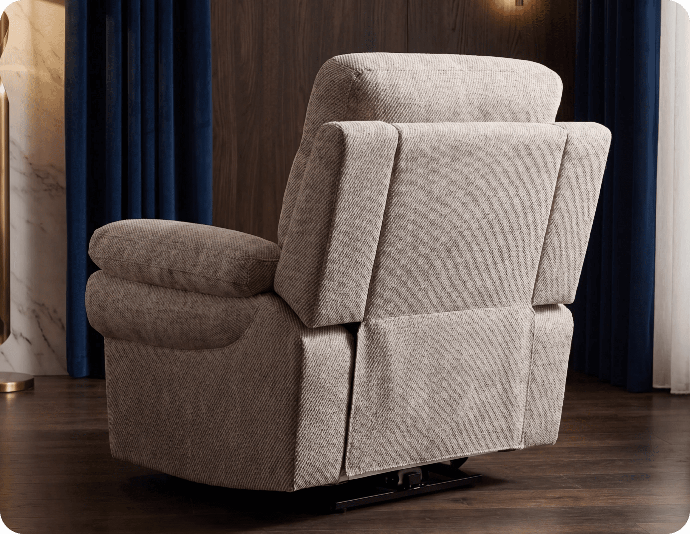 Lunaro Beige Fabric Electric Recliner Armchair