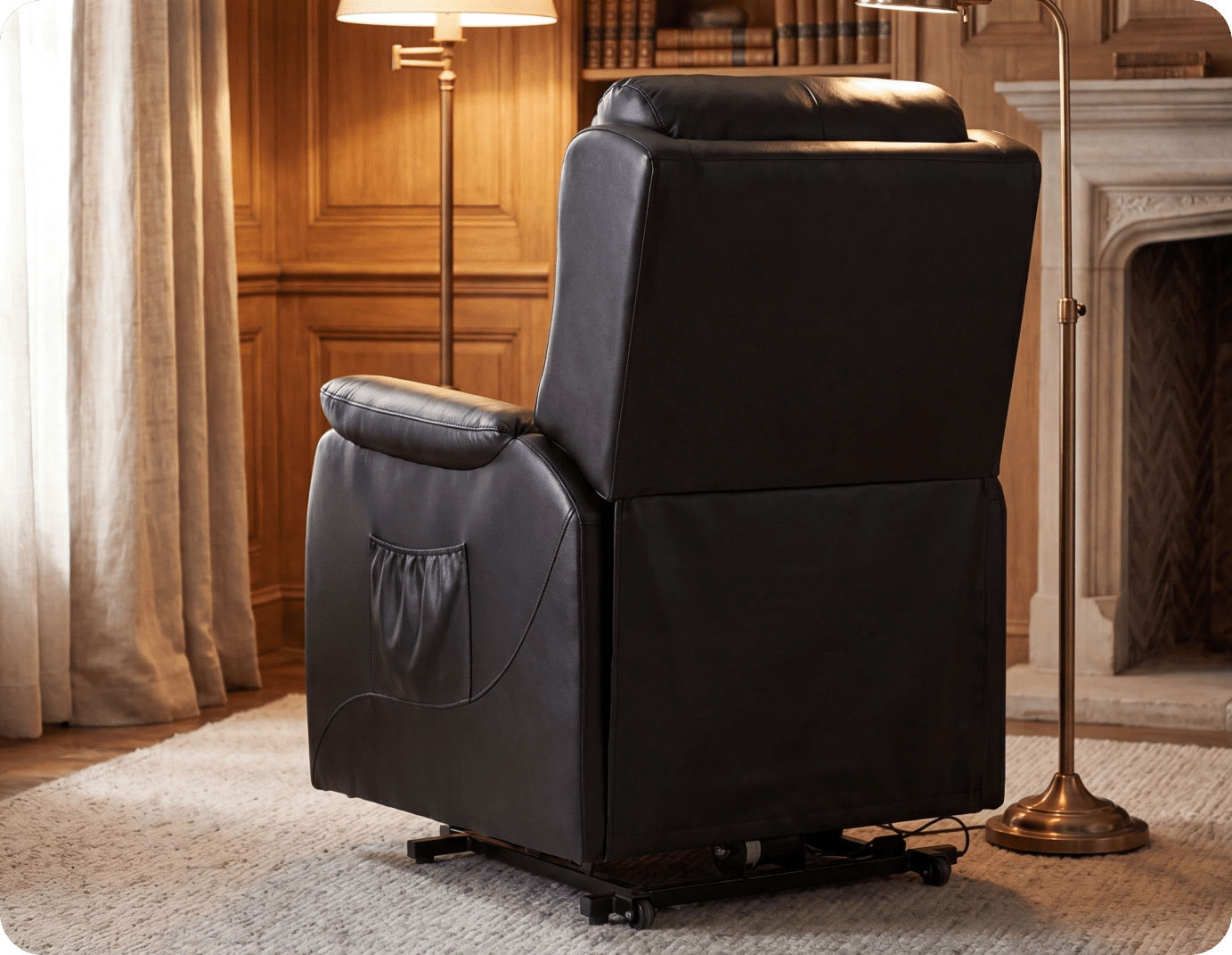 Oliver Genuine Leather Black Rise & Recline Mobility Chair