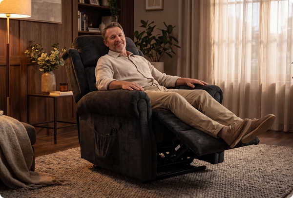 Derby Black Fabric Rise & Recline Mobility Chair