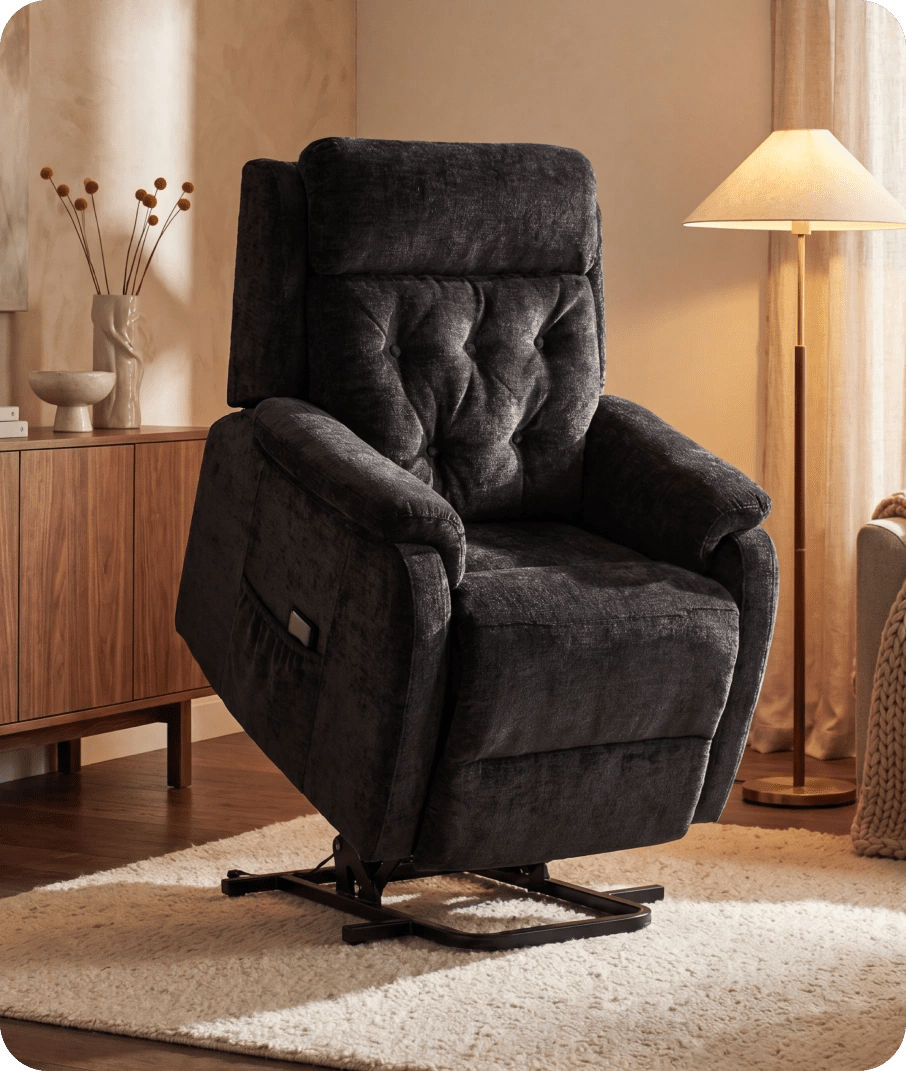 Oliver Black Fabric Rise & Recline Mobility Chair