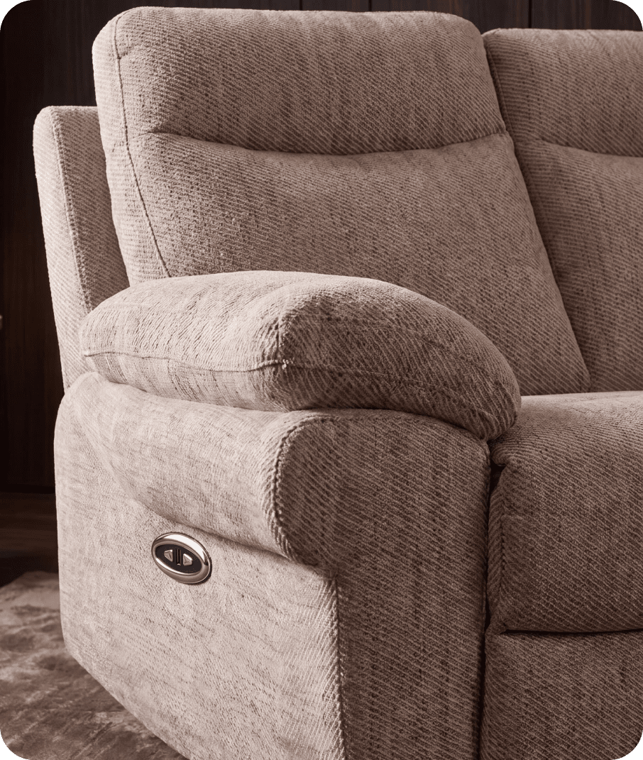 Lunaro Beige Fabric Electric Recliner 2 Seater Sofa
