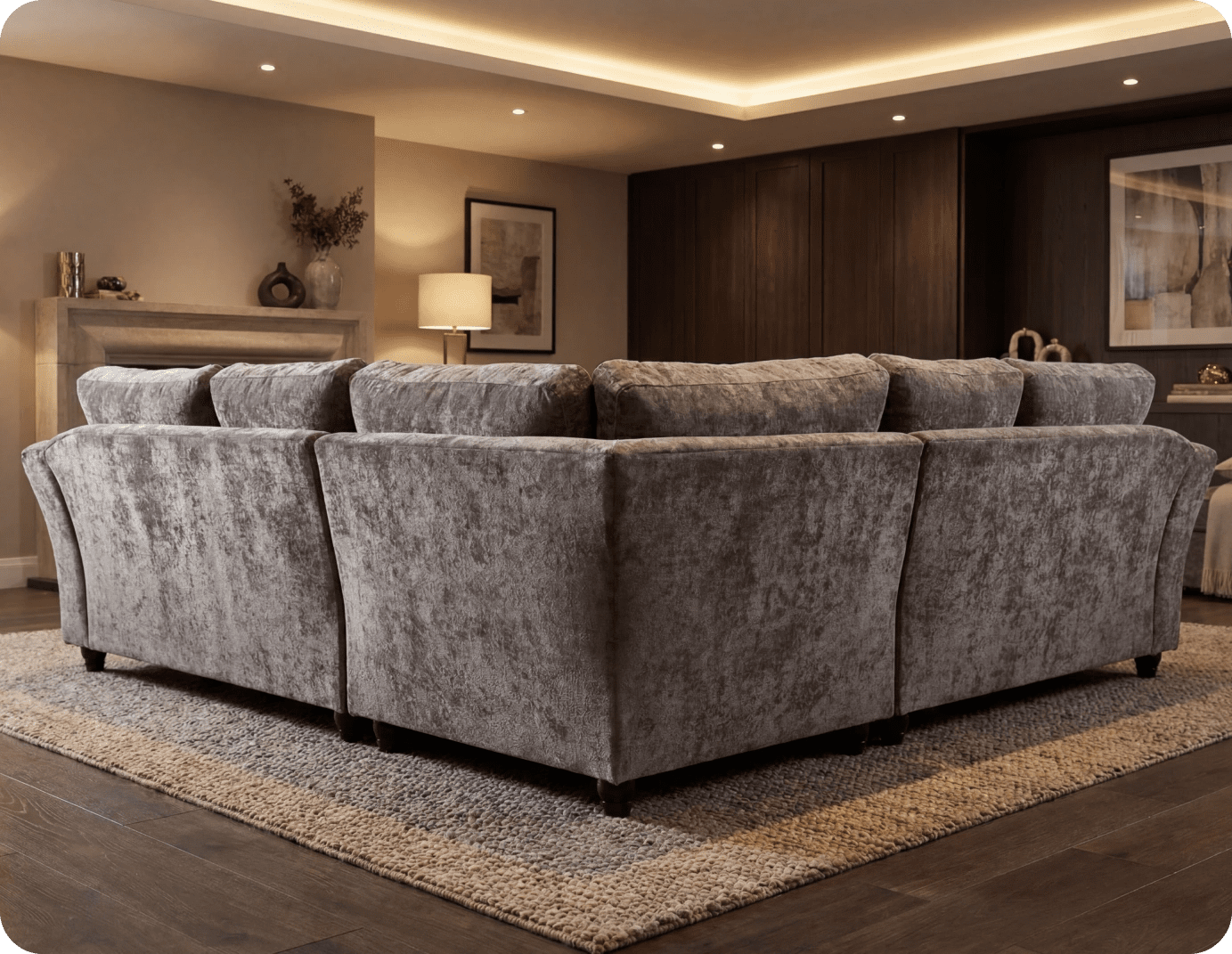 Cotswold Truffle Fabric High Back Corner Sofa