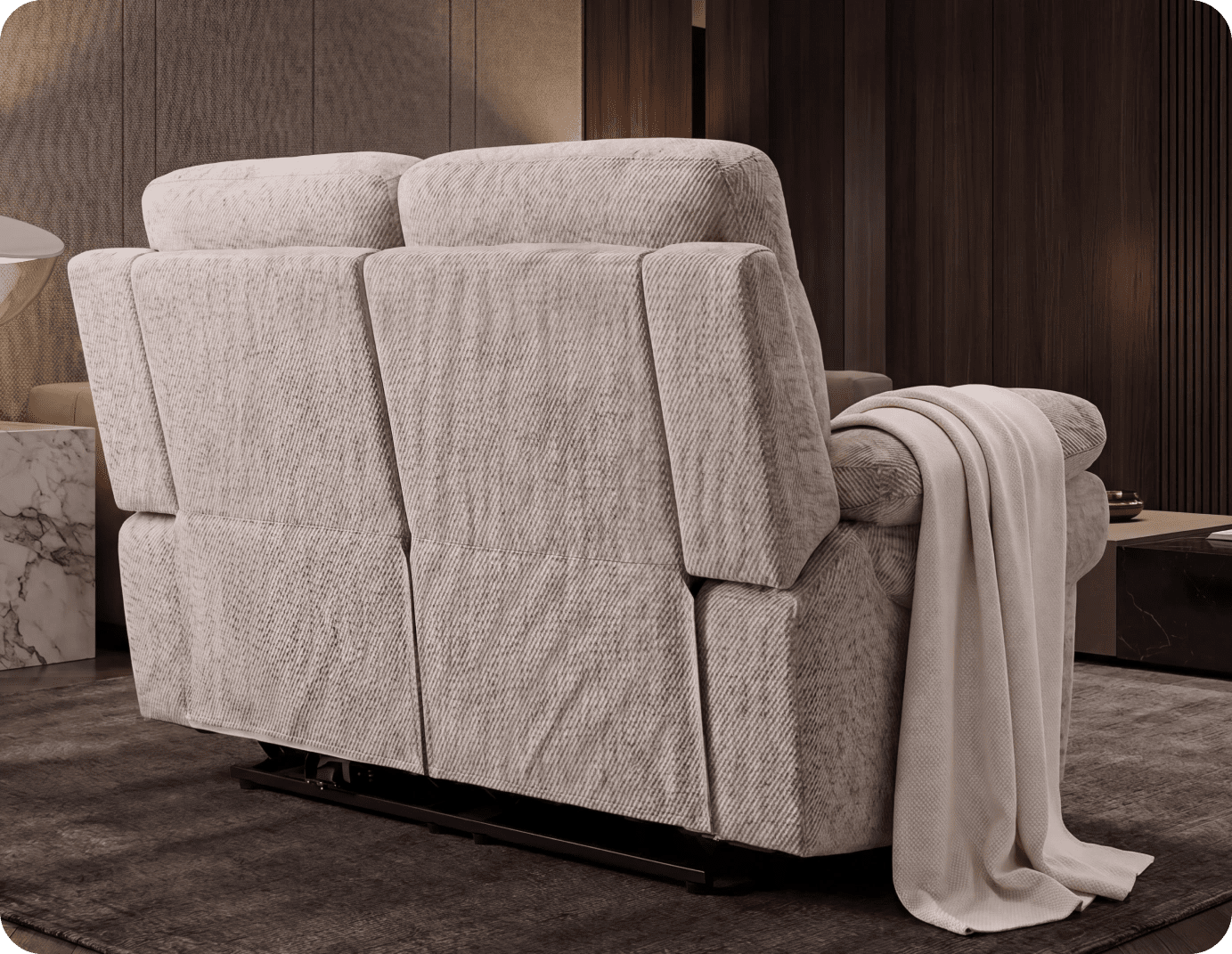 Lunaro Beige Fabric Electric Recliner 2 Seater Sofa