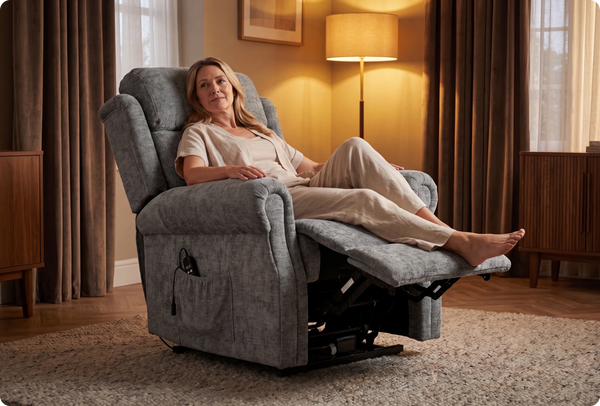 Cambridge Grey Fabric Rise & Recline Mobility Chair