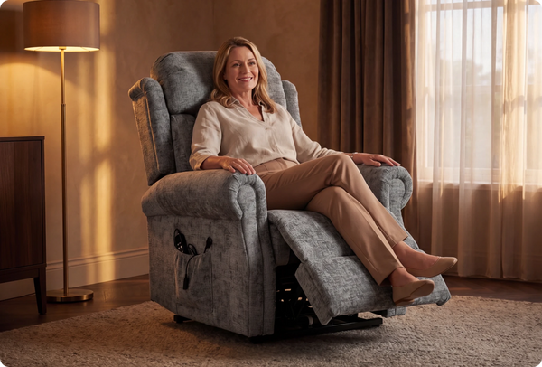 Derby Grey Fabric Rise & Recline Mobility Chair